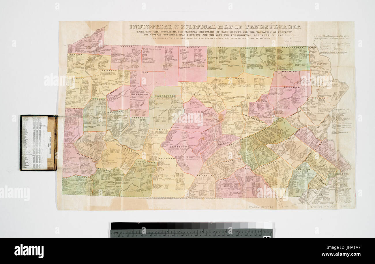 Industrial & mappa politico della Pennsylvania - che presenta la popolazione e le risorse principali di ogni contea e per la valutazione delle proprietà - i diversi distretti congressuali e la (NYPL b14061111-434659) Foto Stock