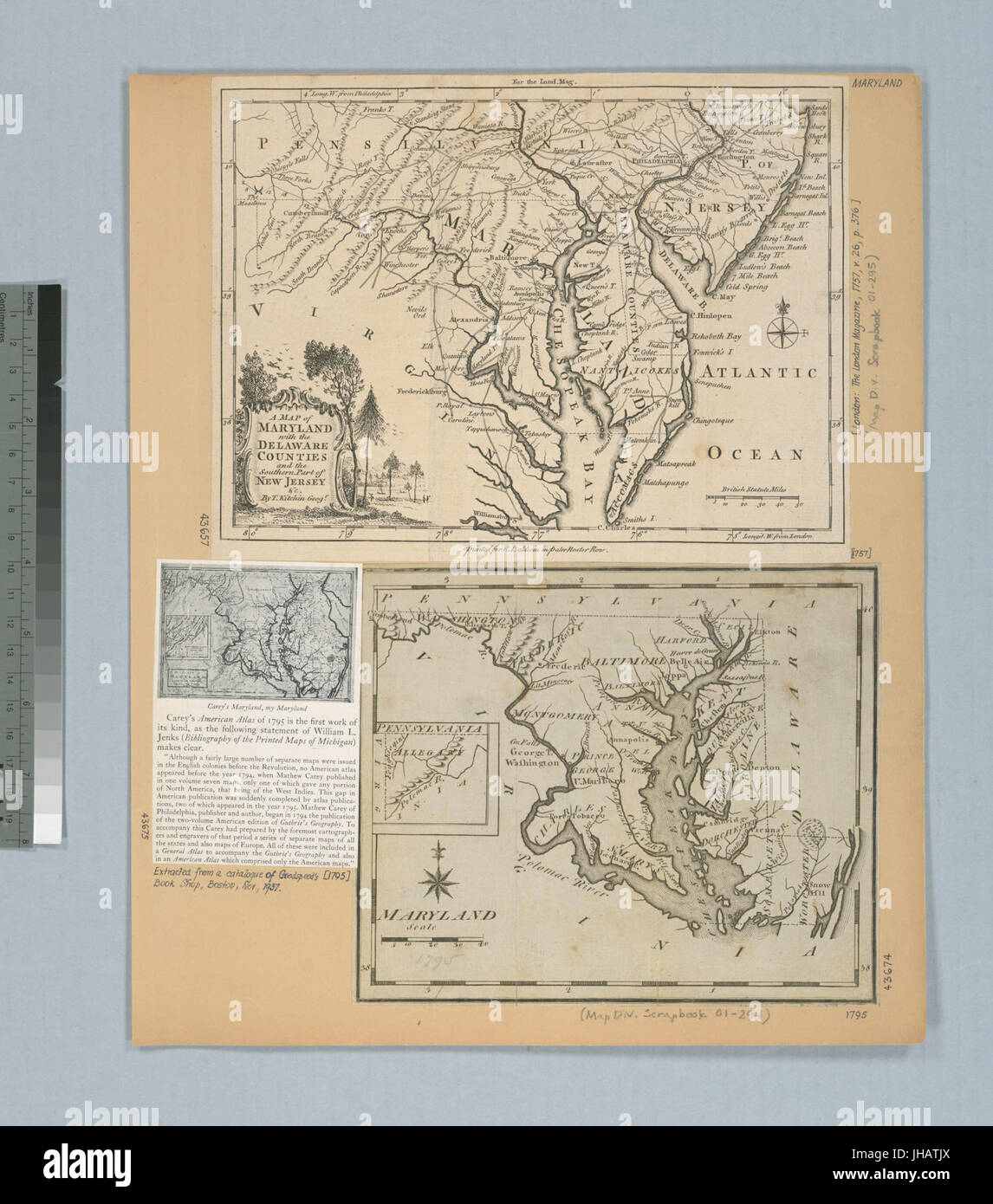 Una mappa di Maryland con il Delaware contee e la parte meridionale del New Jersey &c (NYPL b14946021-1258620) Foto Stock