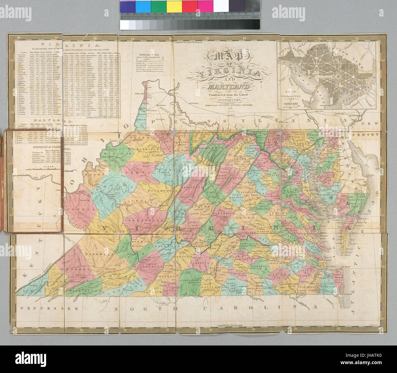 Mappa di Virginia e Maryland, costruito dall'ultima autorità (NYPL b15260682-434092) Foto Stock