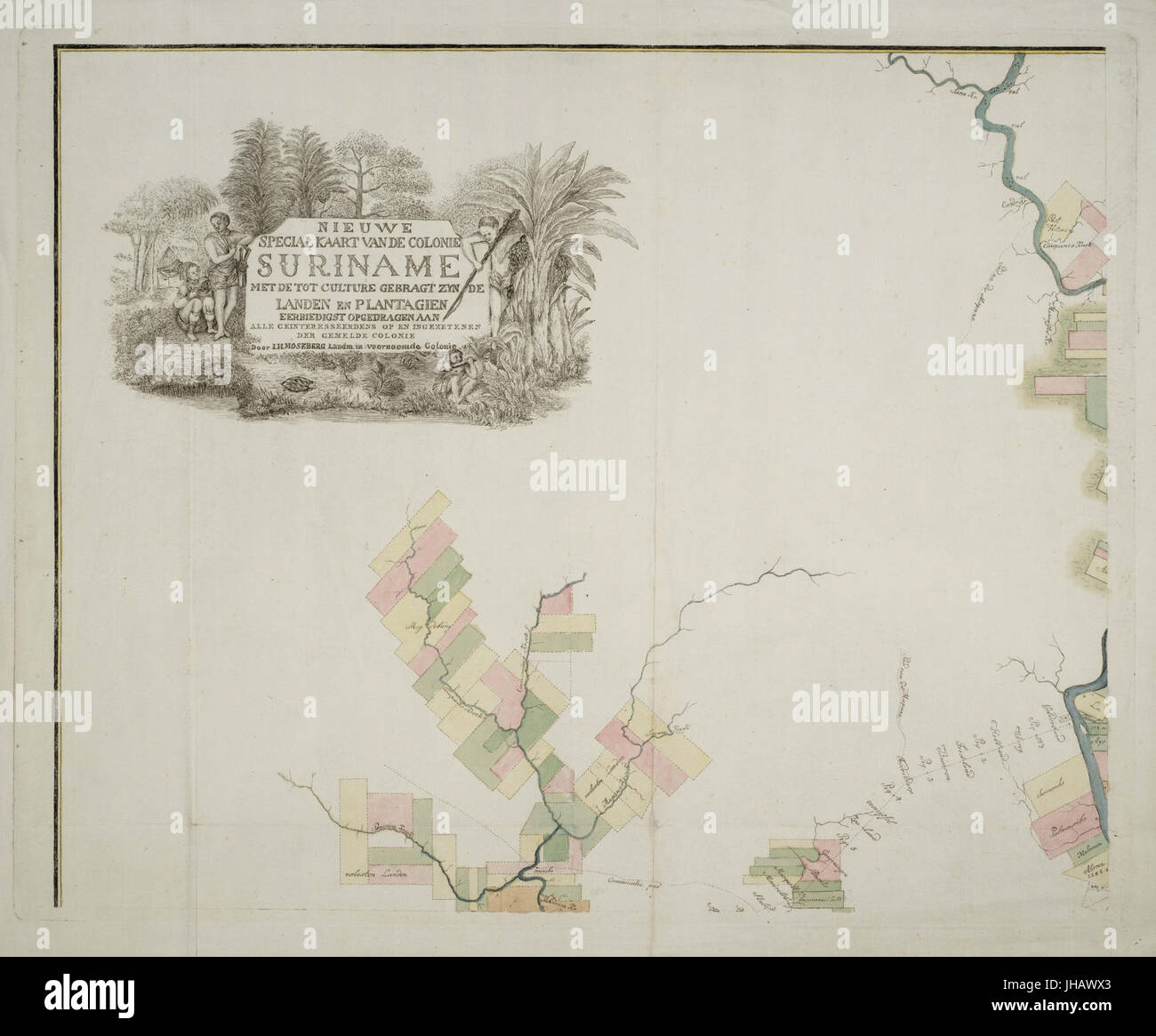 Nieuwe specialkaart van de colonie Suriname (1801) - Blad un Foto Stock