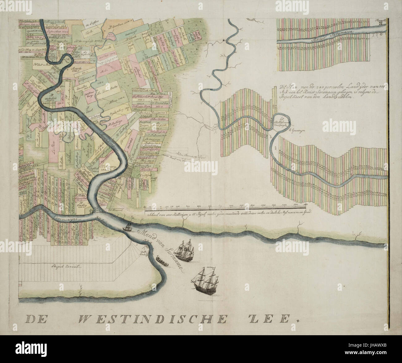 Nieuwe specialkaart van de colonie Suriname (1801) - Blad D Foto Stock