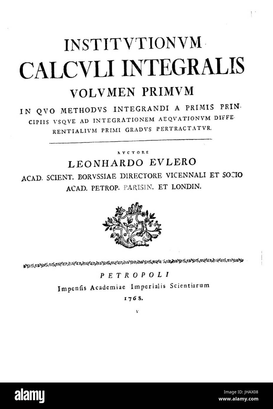 Euler - Institutiones calcoli differentialis, 1768 1338320 - F Foto Stock
