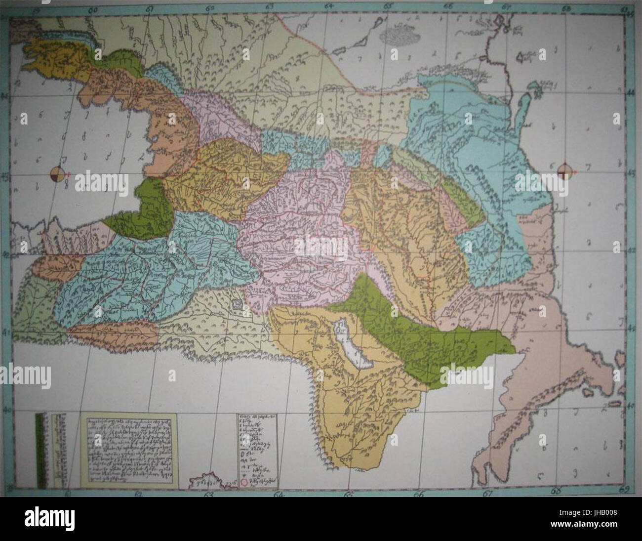 Mappa di Georgia dal principe Vakhushti Bagrationi.19 Foto Stock