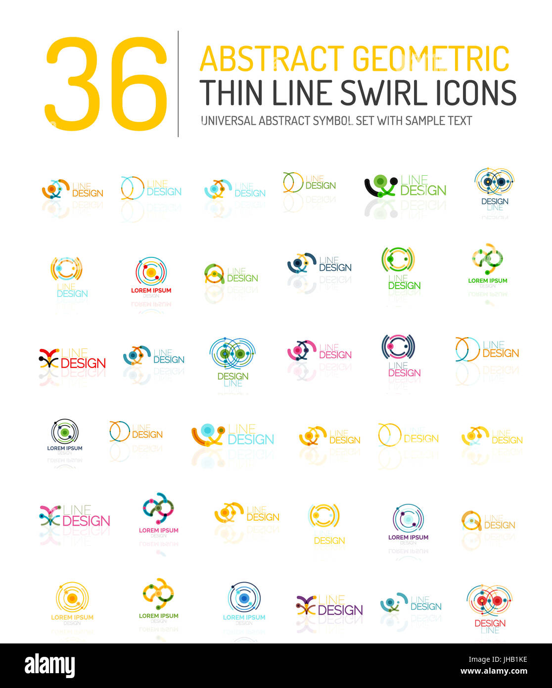 Raccolta di abstract lineare logo - volute e circoli astratto forme universale - pulito e moderno simboli geometrici, branding logotipo emblema della società Foto Stock