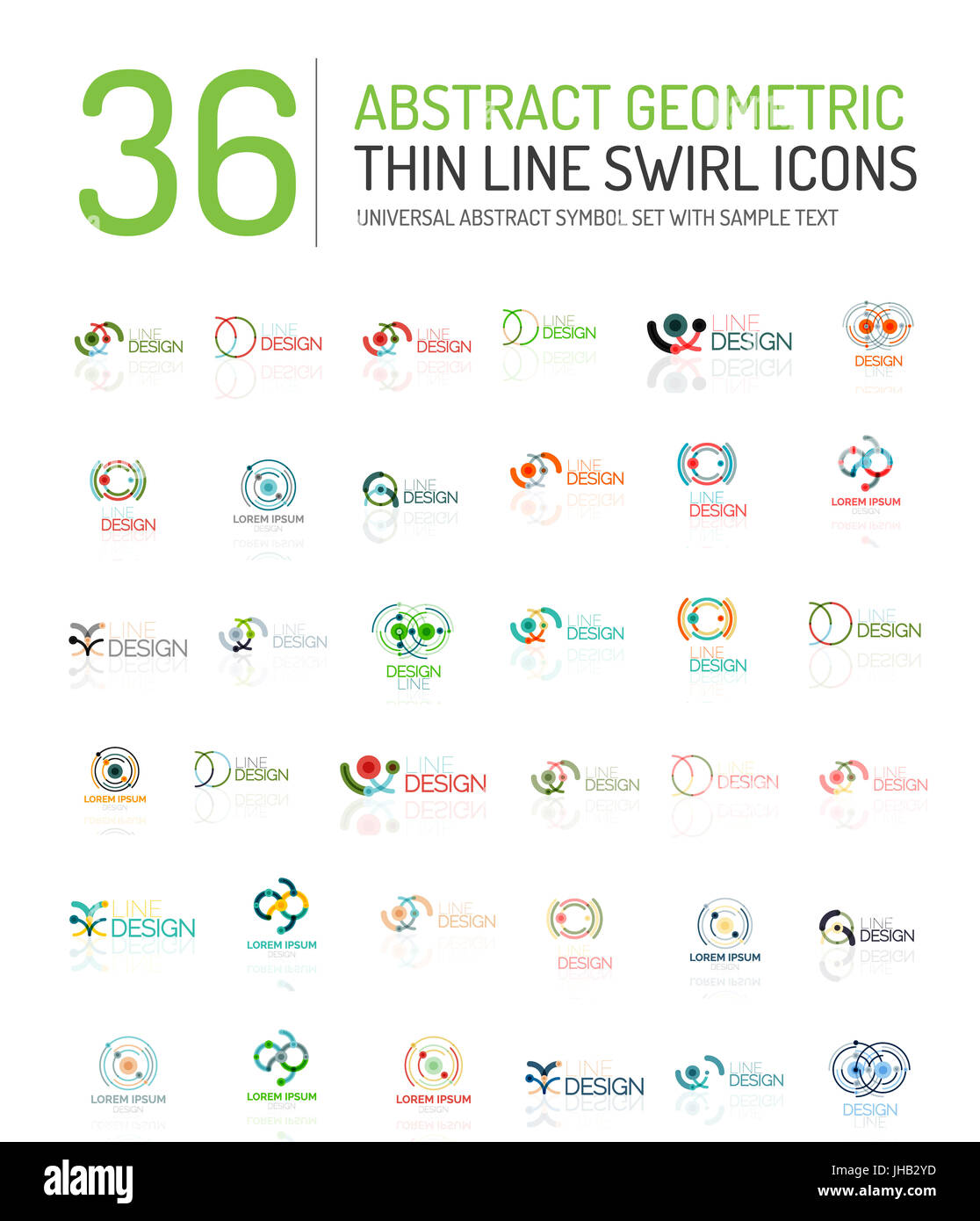Raccolta di abstract lineare logo - volute e circoli astratto forme universale - pulito e moderno simboli geometrici, branding logotipo emblema della società Foto Stock