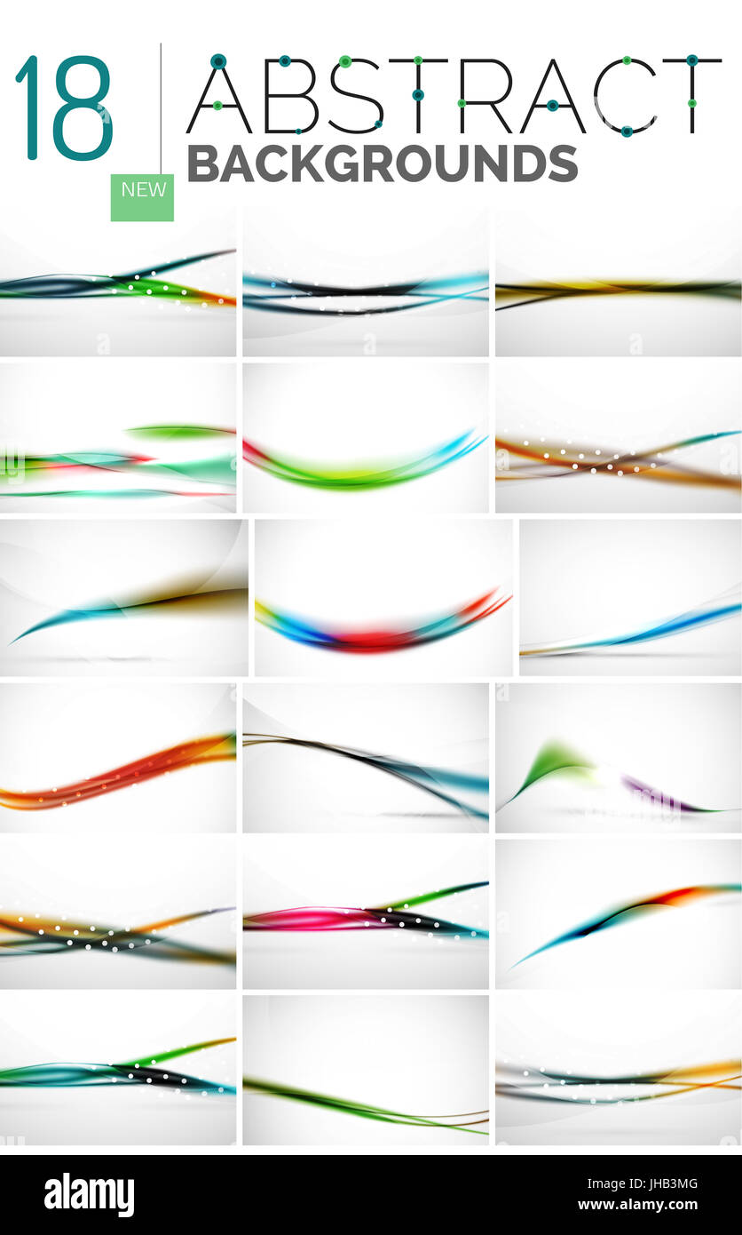 Raccolta di sfondi astratti - Onda e linee di turbolenza, geometriche che scorre schema di movimento. Business e Tecnologia modelli universale, luminoso unusu Foto Stock