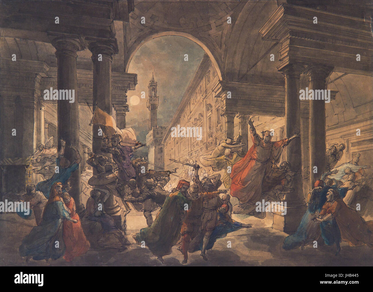 Eugenio Agneni - Le ombre dei grandi uomini fiorentini che protestano contro il dominio straniero (Studio) Foto Stock