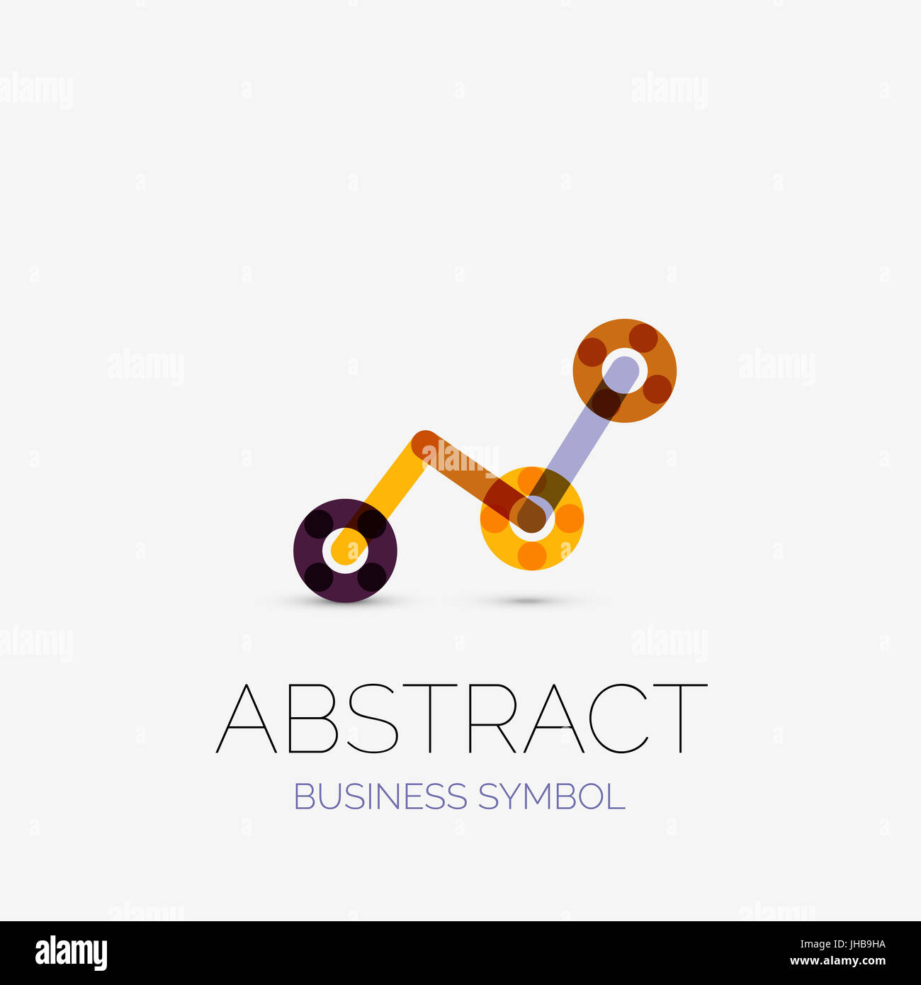 In stile minimalista lineare icone business, loghi realizzati multicolore di segmenti di linea e. Simboli universali per qualsiasi concetto o idea. Il futuristico hi-tech, technolo Foto Stock