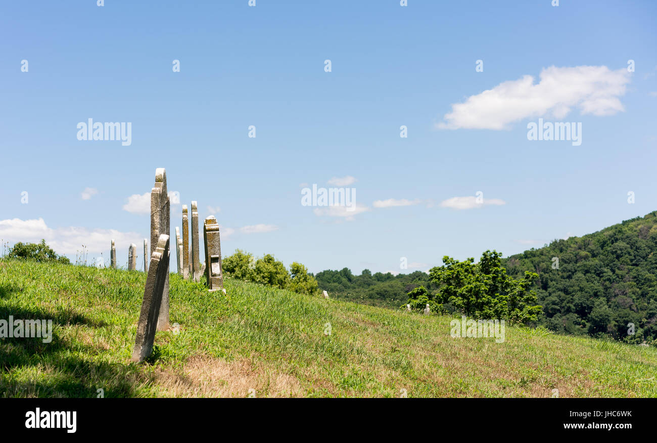 Vecchie coperte di muschio lapidi al harpers Ferry Foto Stock