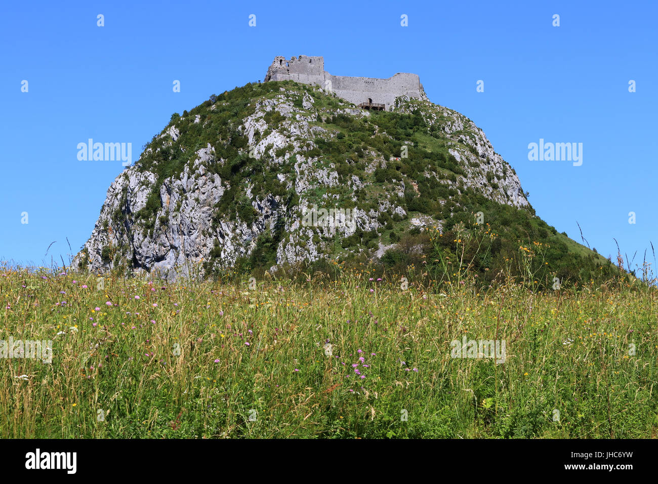 Montsegur, Alt. 1059 m Foto Stock