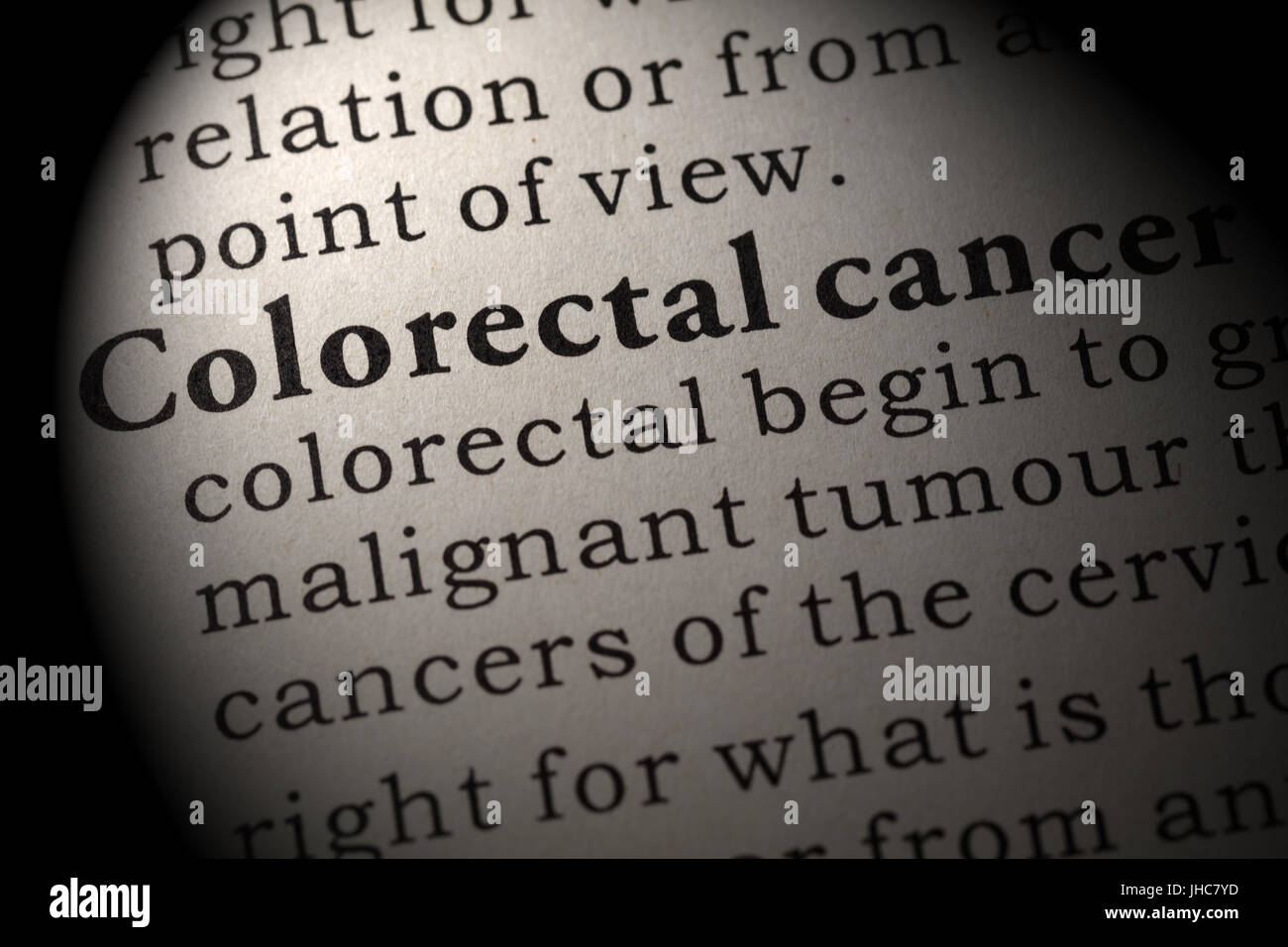 Fake Dizionario, definizione del dizionario della parola cancro colorettale. comprendente i principali parole descrittive. Foto Stock