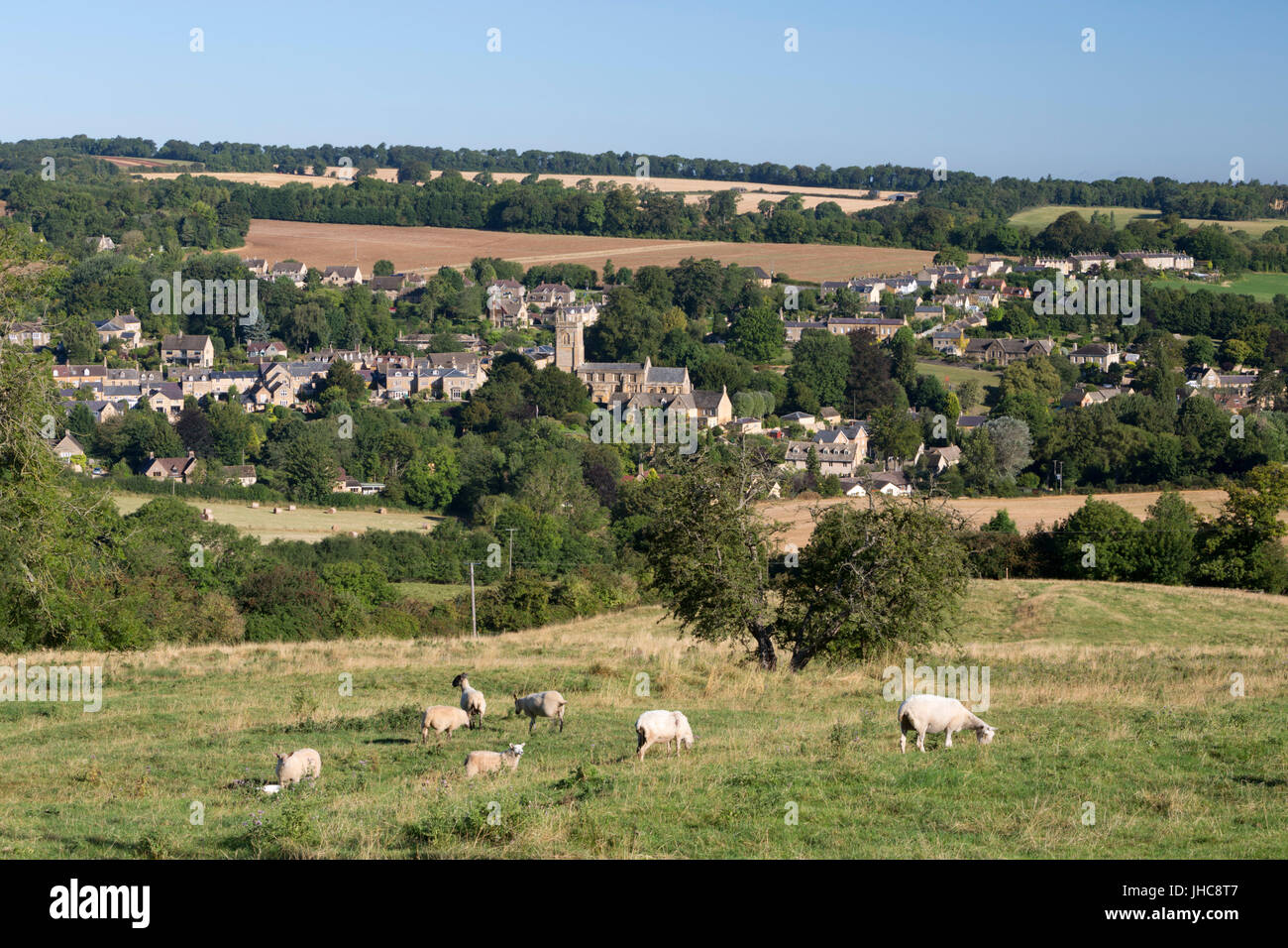 Vista sul villaggio Costwold di Blockley, Blockley, Cotswolds, Gloucestershire, England, Regno Unito, Europa Foto Stock