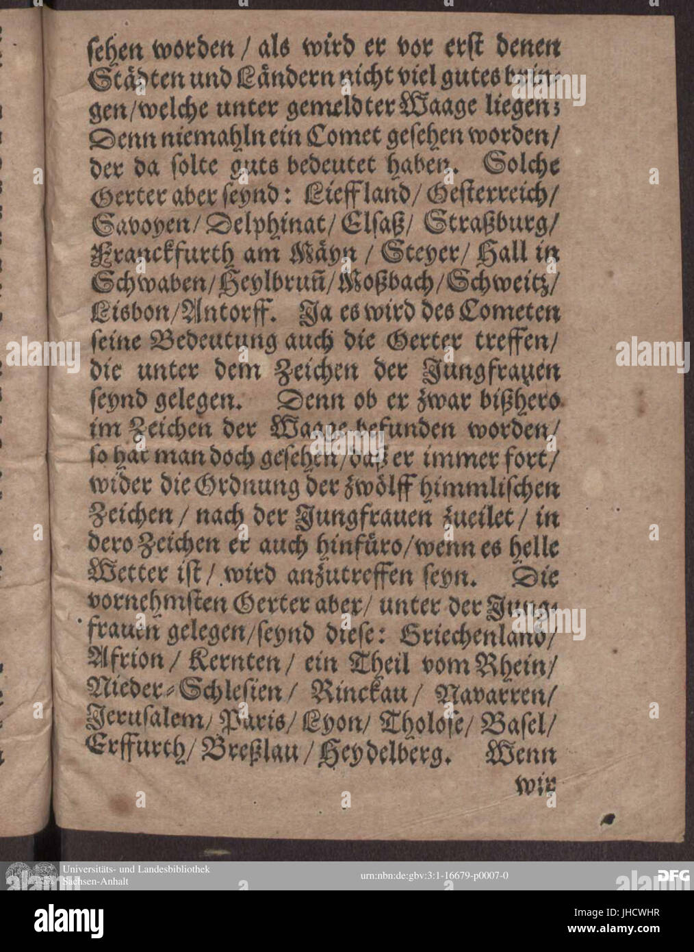 Kurtze iedoch eigentliche und Warhafftige Beschreibung Des Cometen 07 Foto Stock