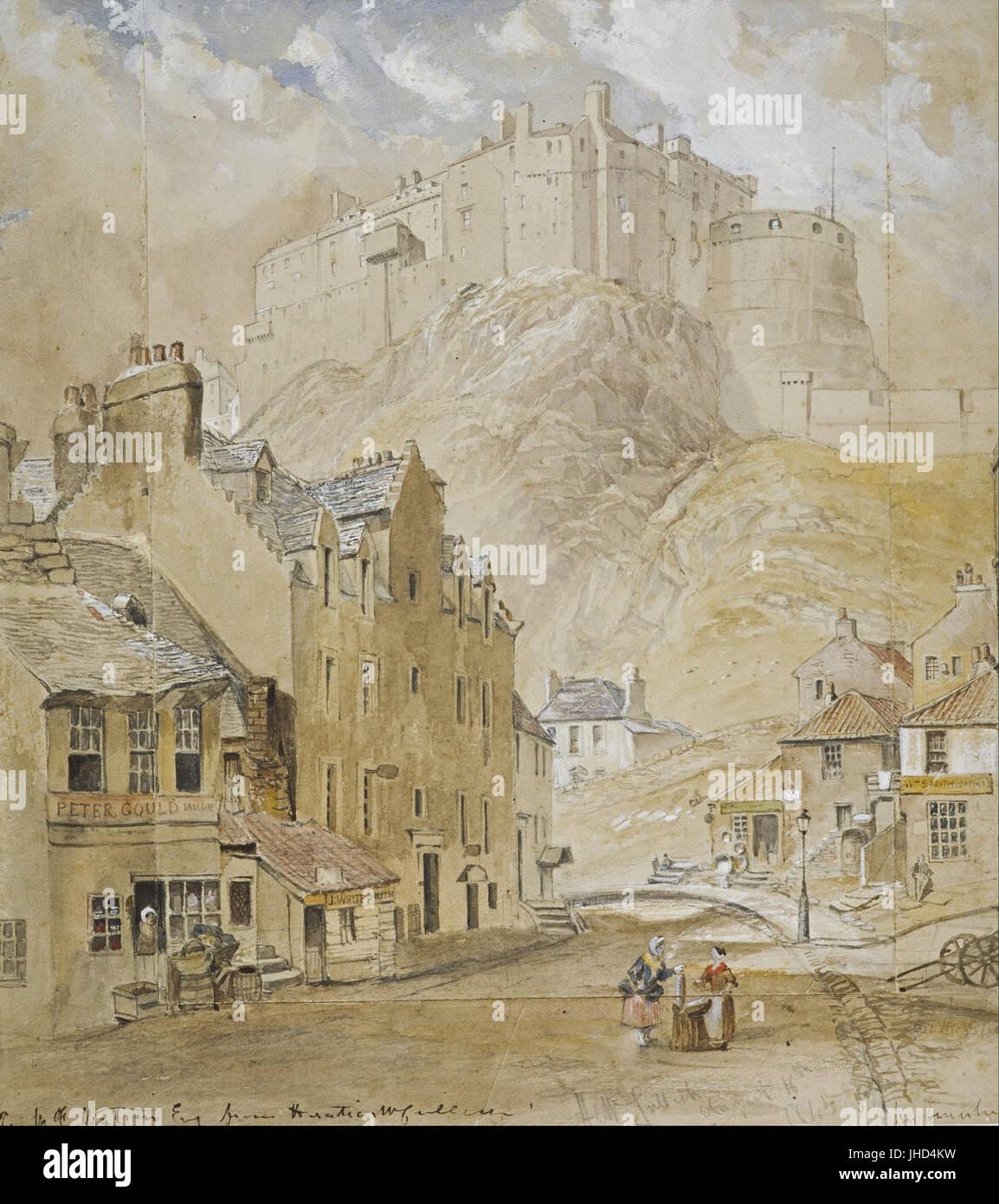 Orazio McCulloch - Castello di Edimburgo dal piede del Vennel, 1845 - Foto Stock