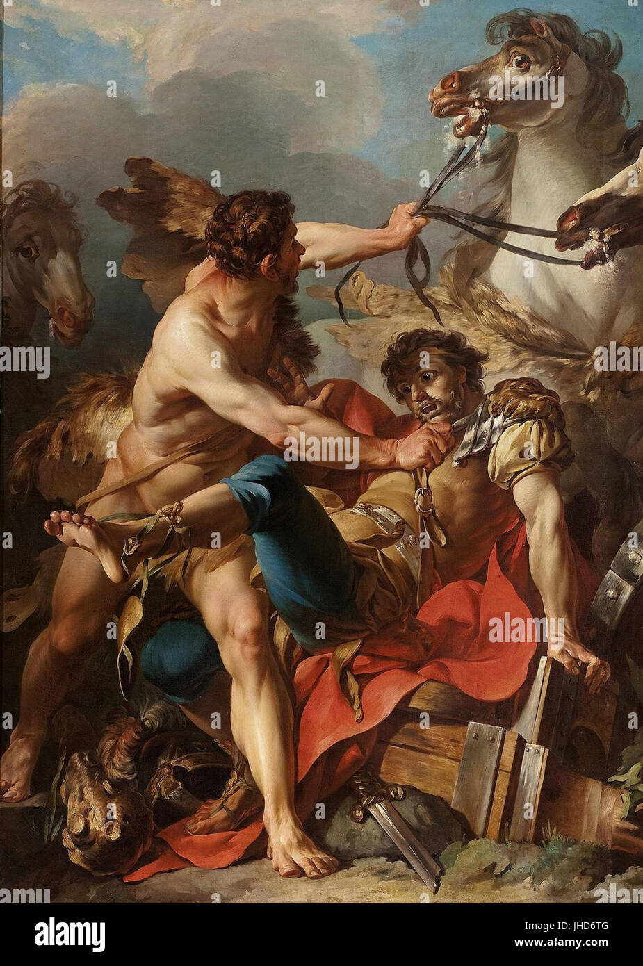 Jean Baptiste Marie Pierre - Diomede re della Tracia ucciso da Ercole e divorato dai suoi propri cavalli, 1752 Foto Stock