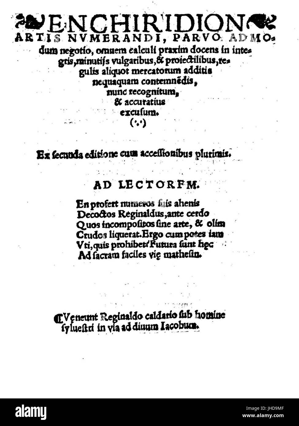 Huswirt - Enchiridion artis numerandi, s. d. - 117469 Foto Stock