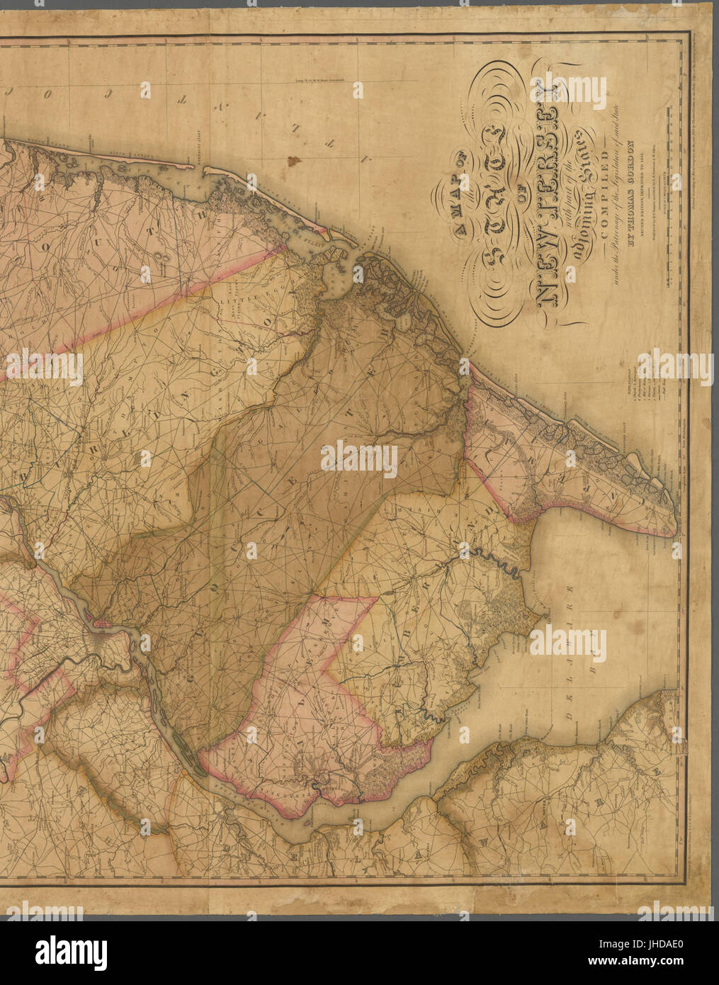Una mappa dello stato del New Jersey con parte di Stati limitrofi (NYPL b18222671-5255485) Foto Stock