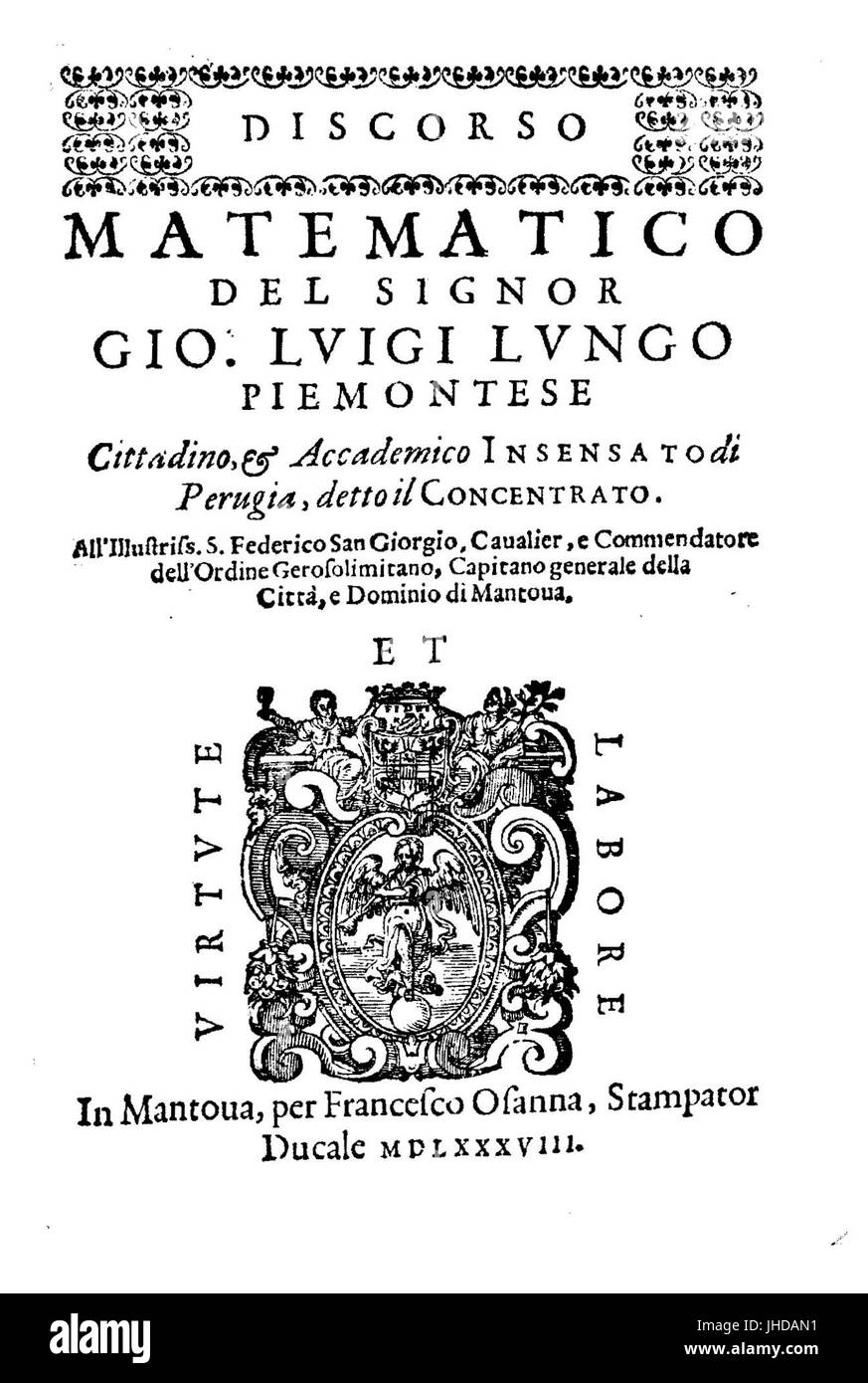 Longo - Discorso matematico, 1588 - 119815 Foto Stock