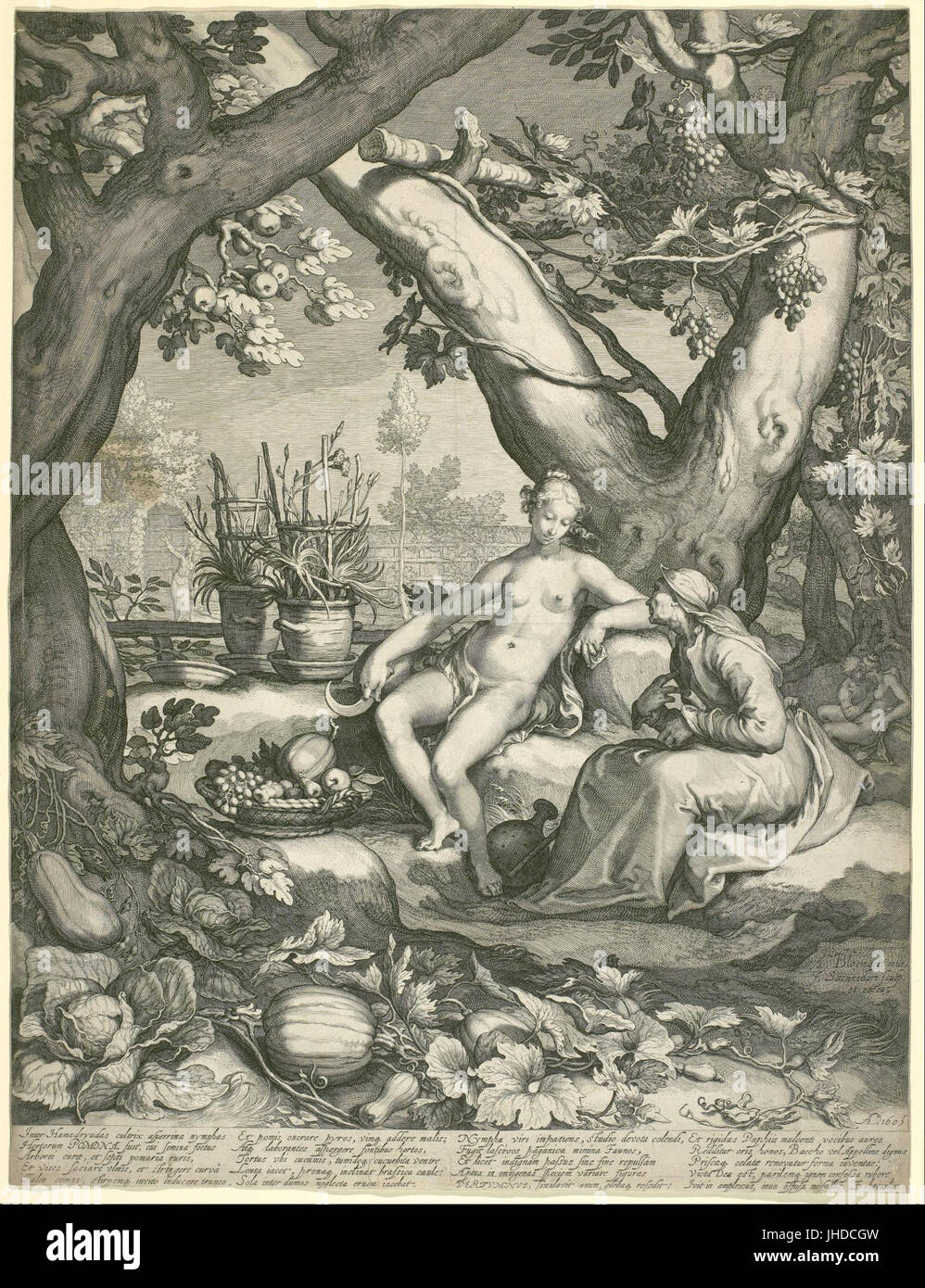 Jan Pietersz. Saenredam - Vertumnus in prestito la figura di una vecchia donna per vincere Pomona Amore - Foto Stock