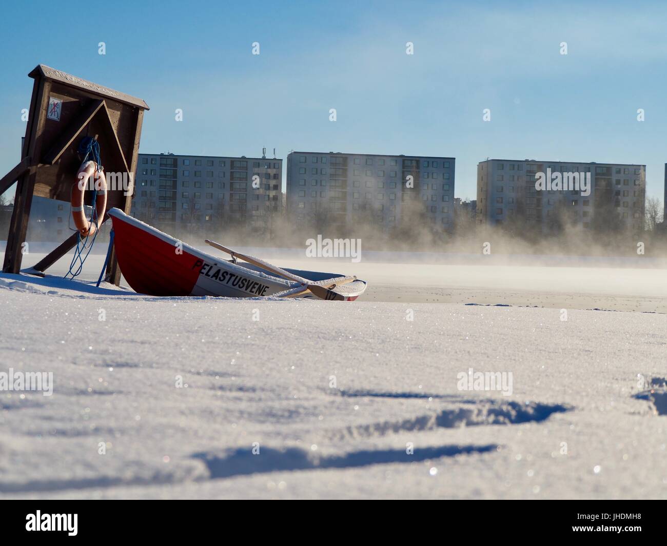 Scialuppa di salvataggio tutti insieme! Foto Stock