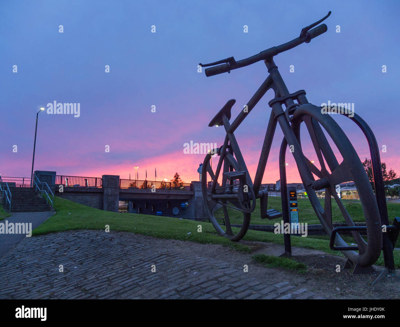 Bankies Bike statua - Clydebank Foto Stock