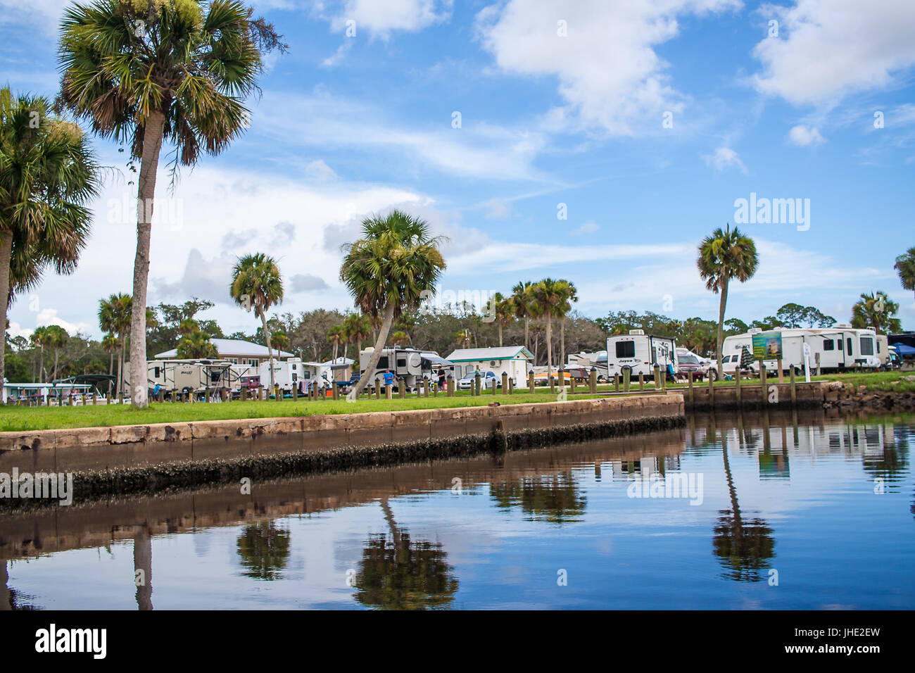 Luglio 2017, Porta San Joe, Florida: Un RV resort in Port St. Joe lungo il San Giuseppe Bay Foto Stock