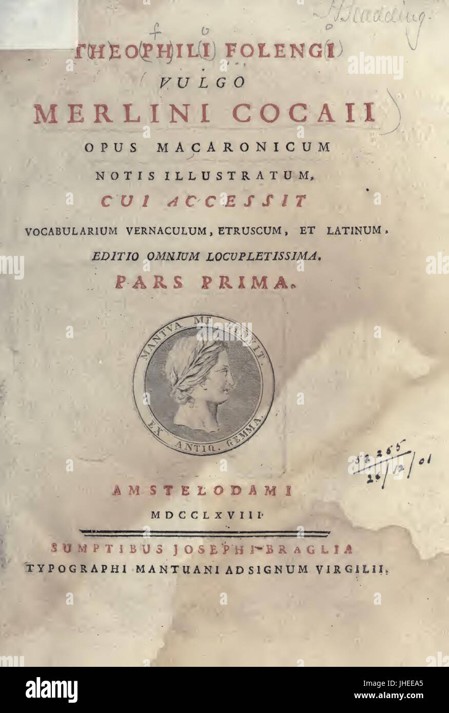 Folengo - Maccheronee, 1768-1771 - 4160432 F Foto Stock