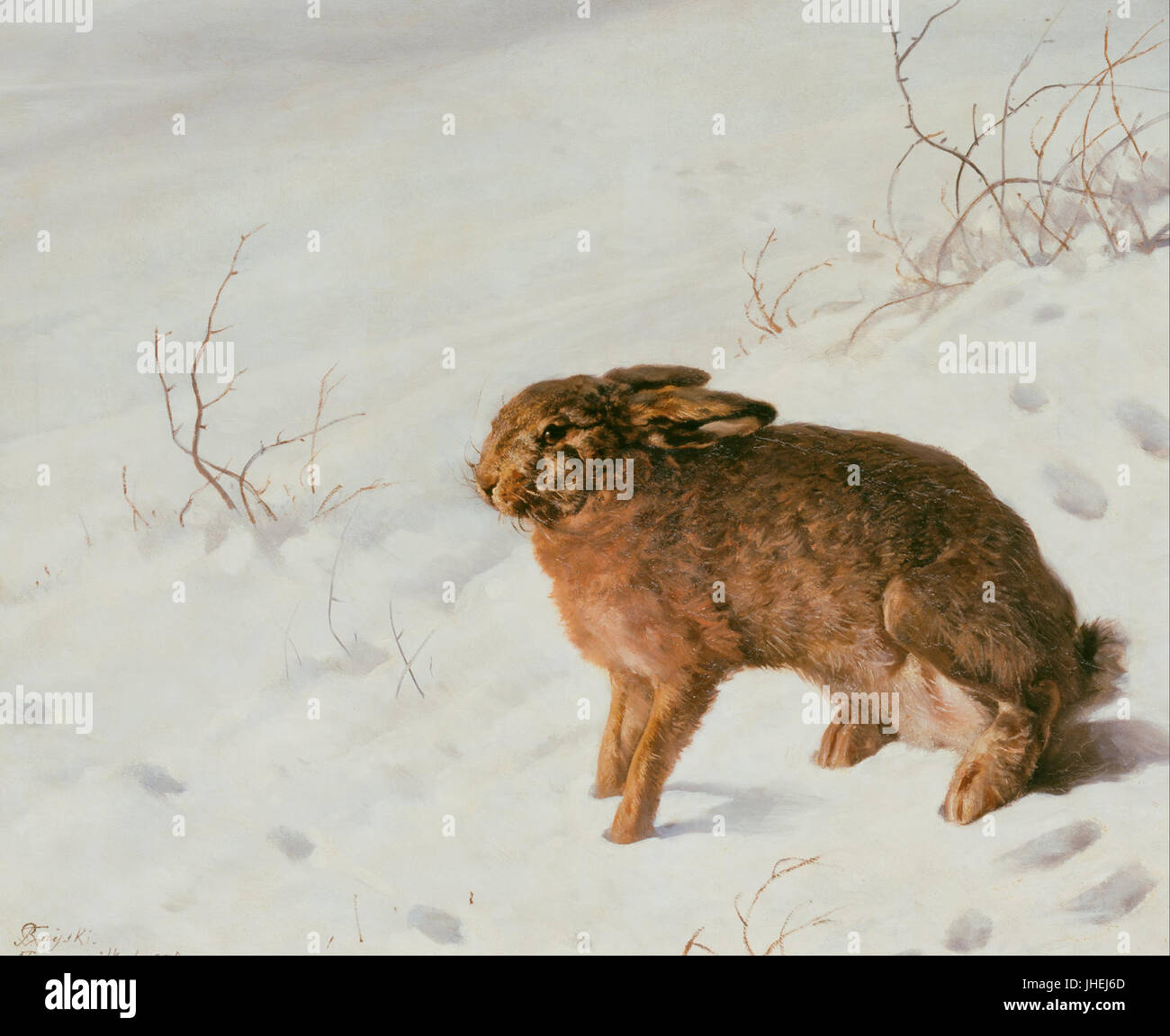 Ferdinand von Rayski - Lepre nella neve - Foto Stock