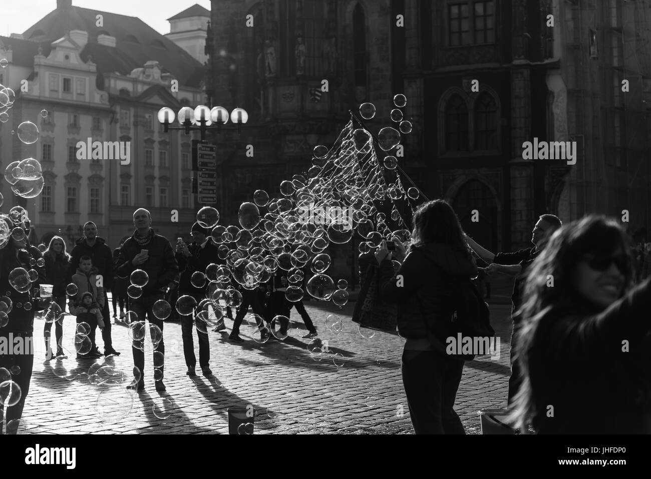 Praga, Repubblica ceca - circa novembre 2015 - una bolla maker a Praga Foto Stock