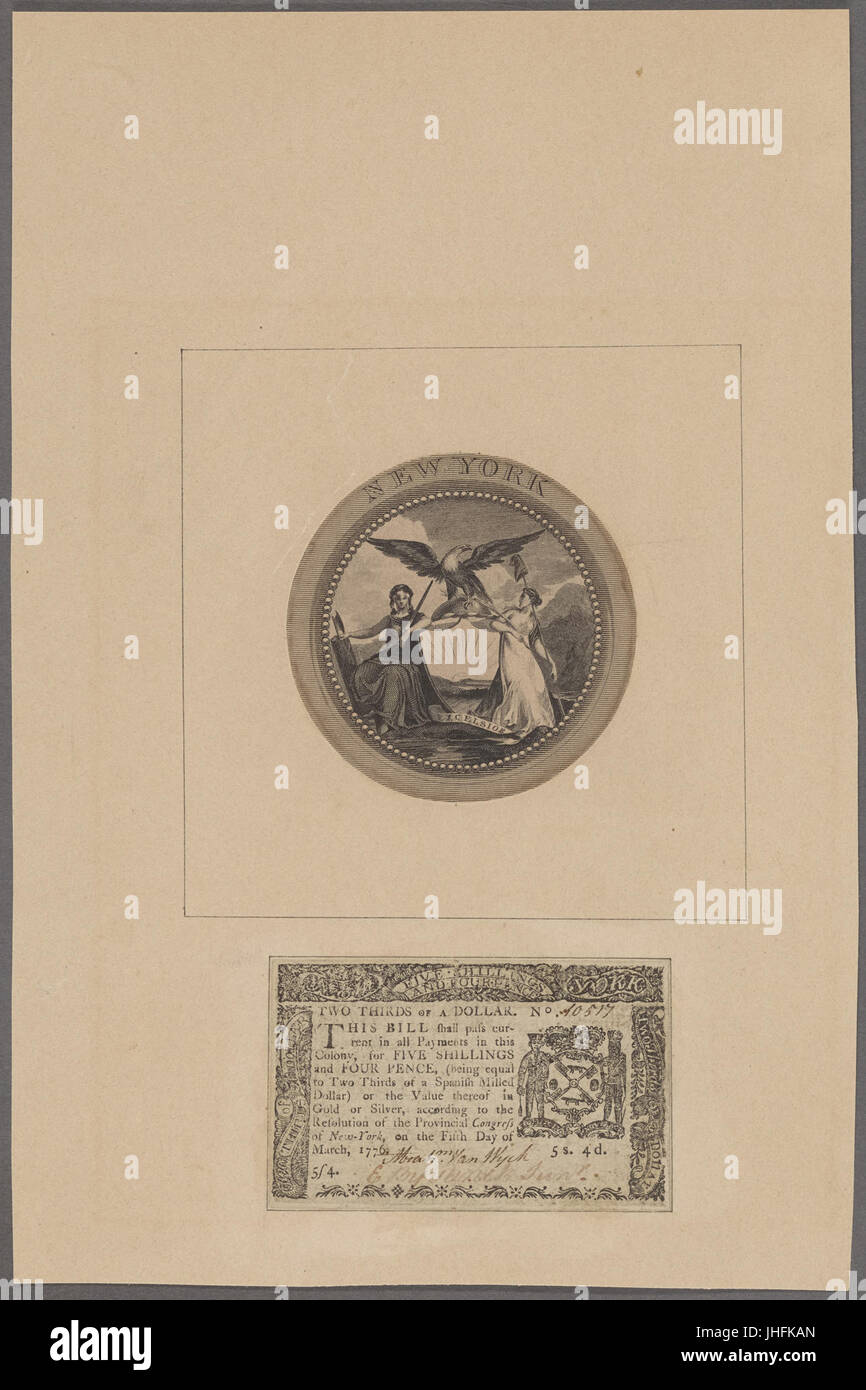 New York bank nota. Cinque scellini e quattro pence (NYPL b11868620-5338968) Foto Stock