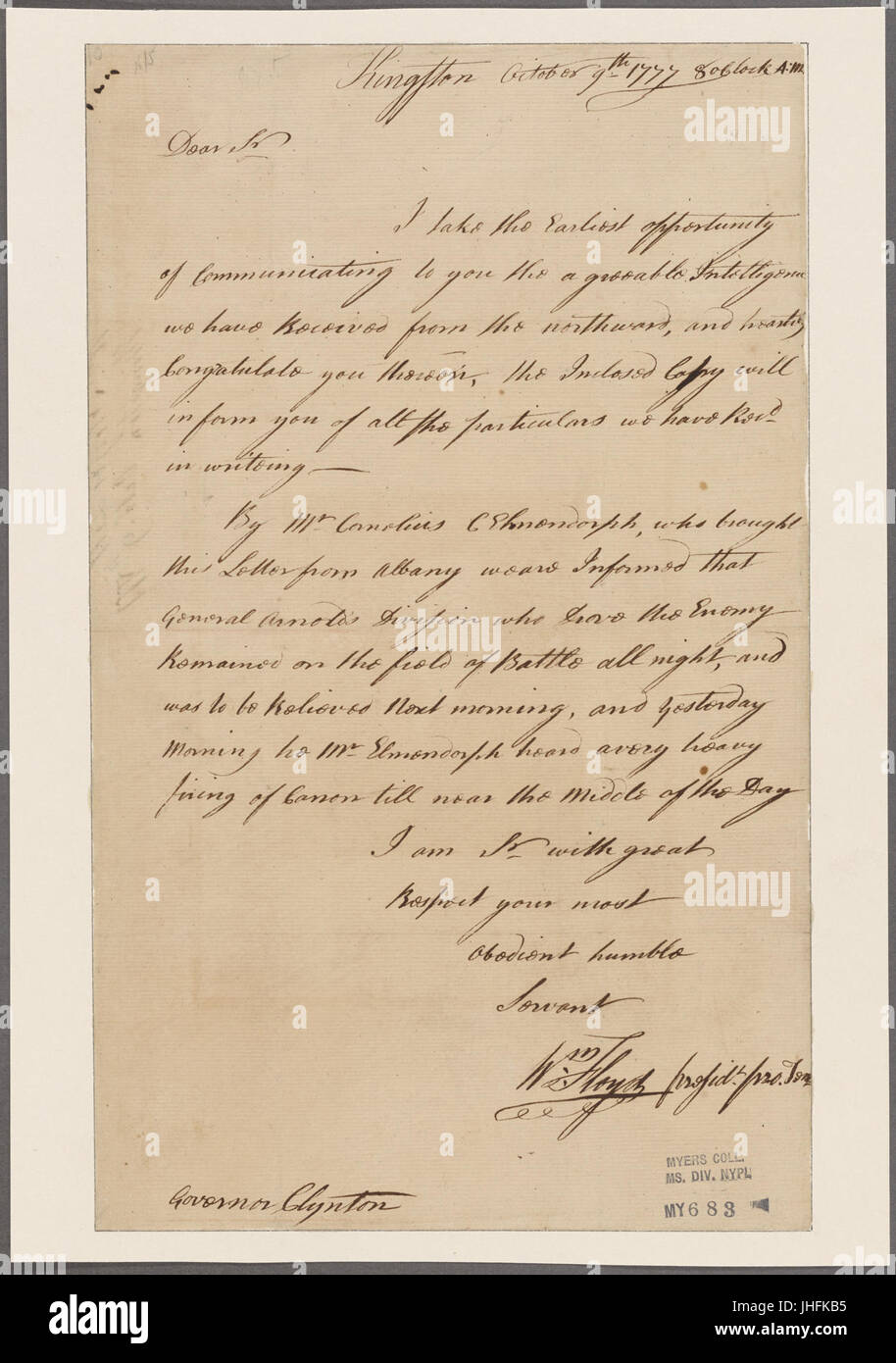 Floyd, William. Kingston, New York. Per Governor Clinton (NYPL b11868620-5339002) Foto Stock