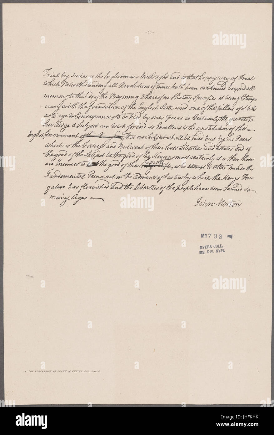 Morton, John. (Chester Co., Pennsylvania) a colleghi (NYPL b11868620-5339087) Foto Stock