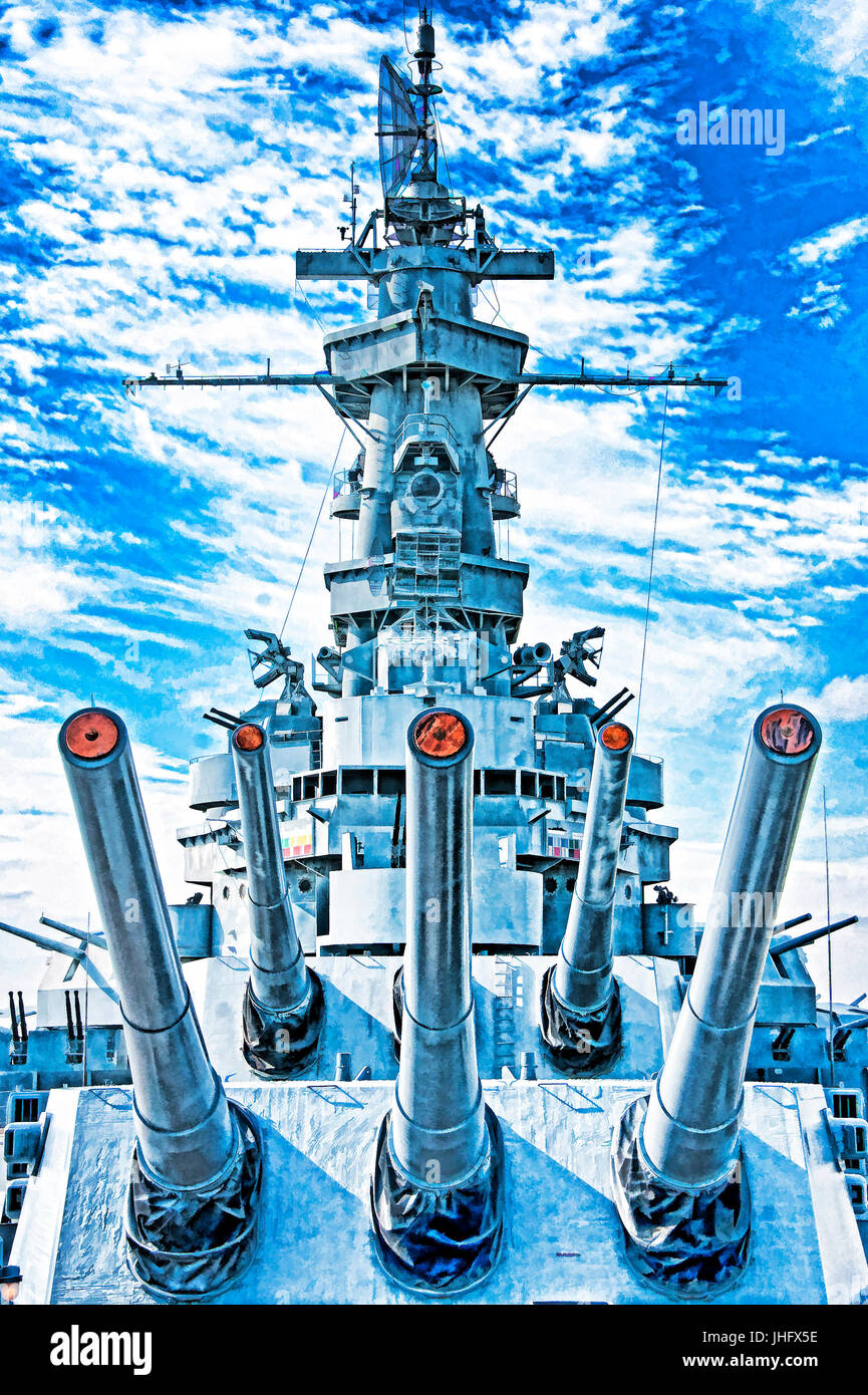 USS Alabama a Battleship Memorial Park in Mobile in Alabama Gulf Coast. - Foto digitale arte pittura Foto Stock