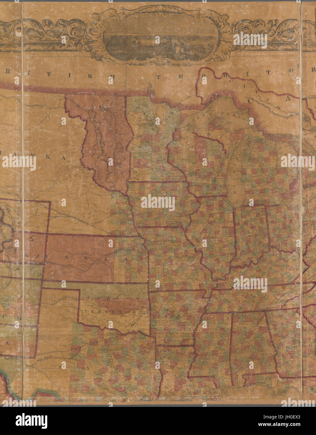 Johnson è di nuovo illustrato & abbellito county map delle repubbliche del Nord America con le isole adiacenti & paesi (NYPL b20643858-5437662) Foto Stock