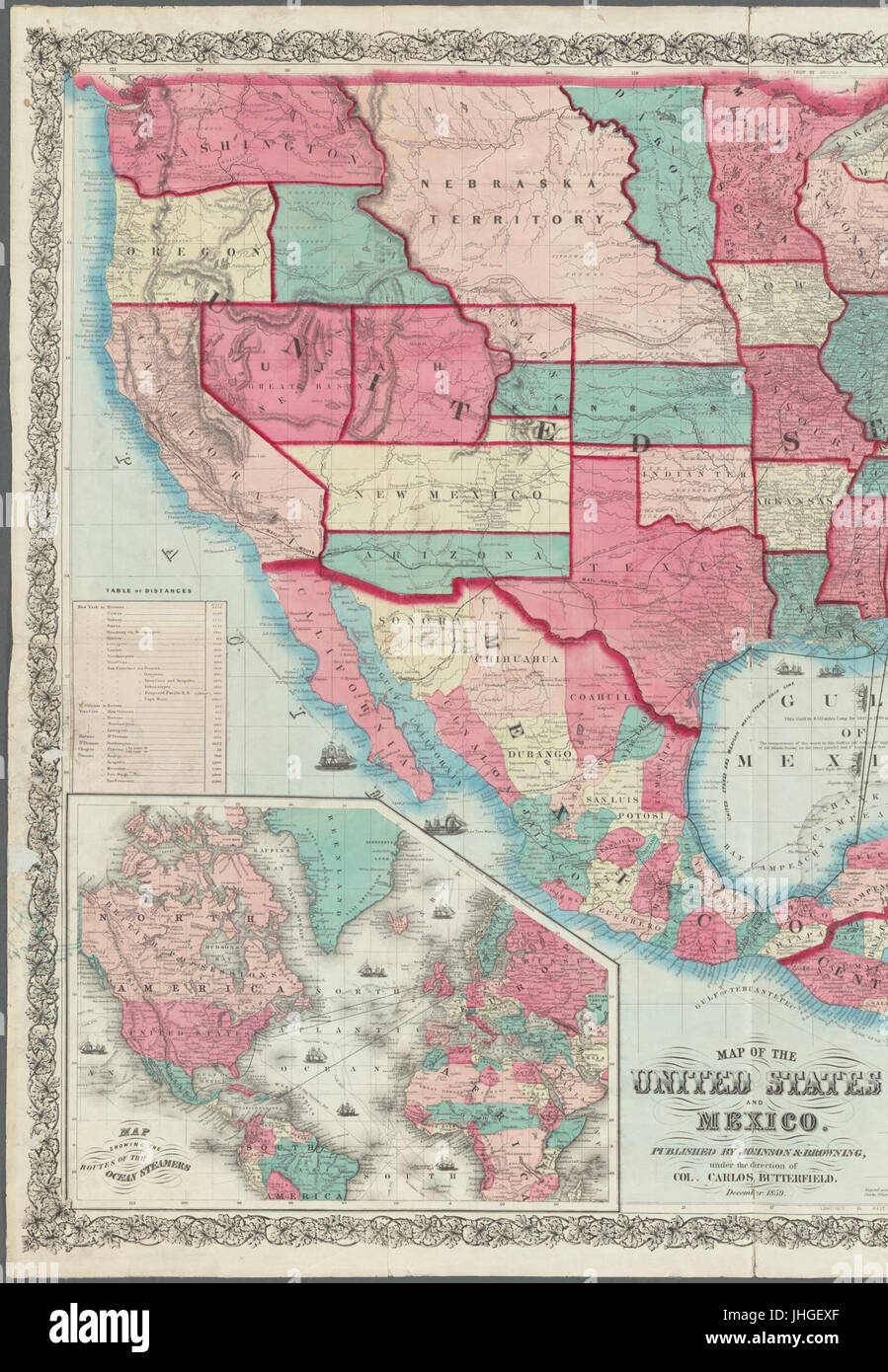 Mappa degli Stati Uniti e del Messico (NYPL b16040665-5437618) Foto Stock