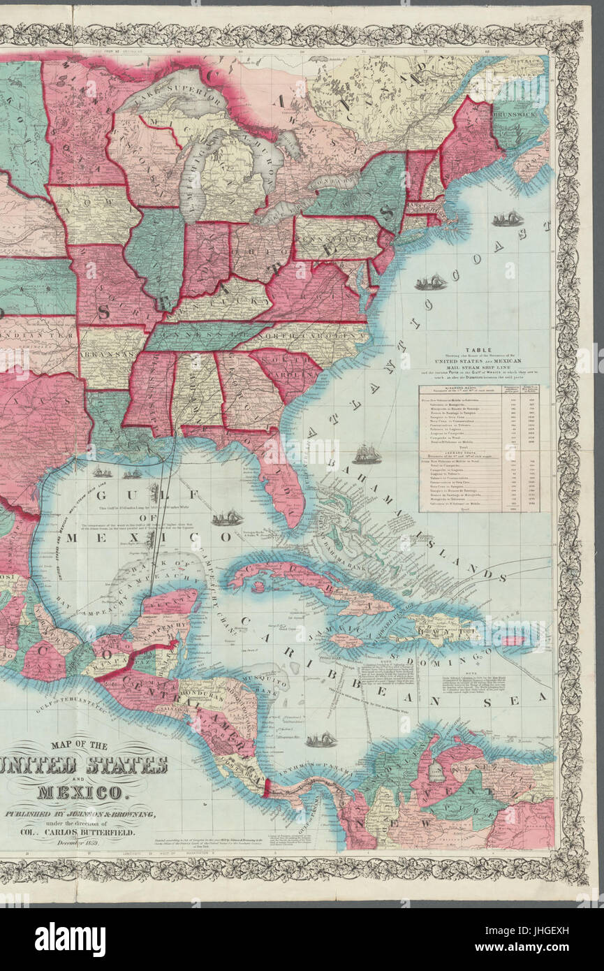 Mappa degli Stati Uniti e del Messico (NYPL b16040665-5437619) Foto Stock