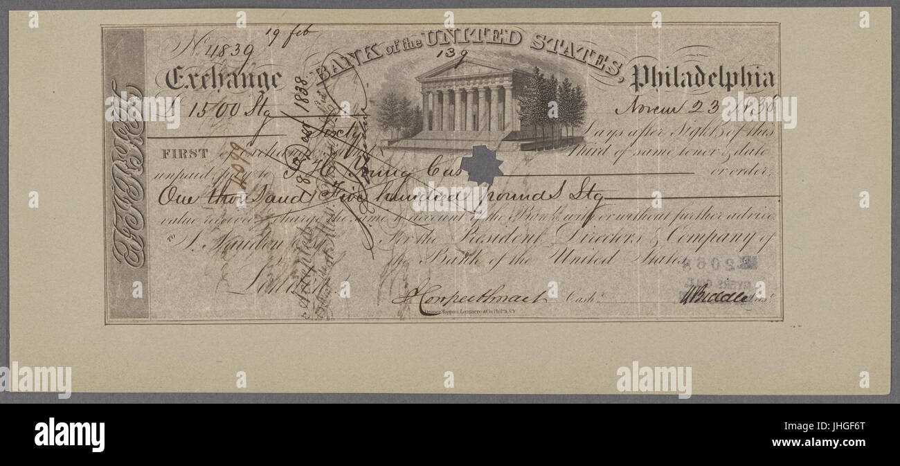 Nota banca. Banca degli Stati Uniti, Philadelphia (NYPL b11868620-5387802) Foto Stock