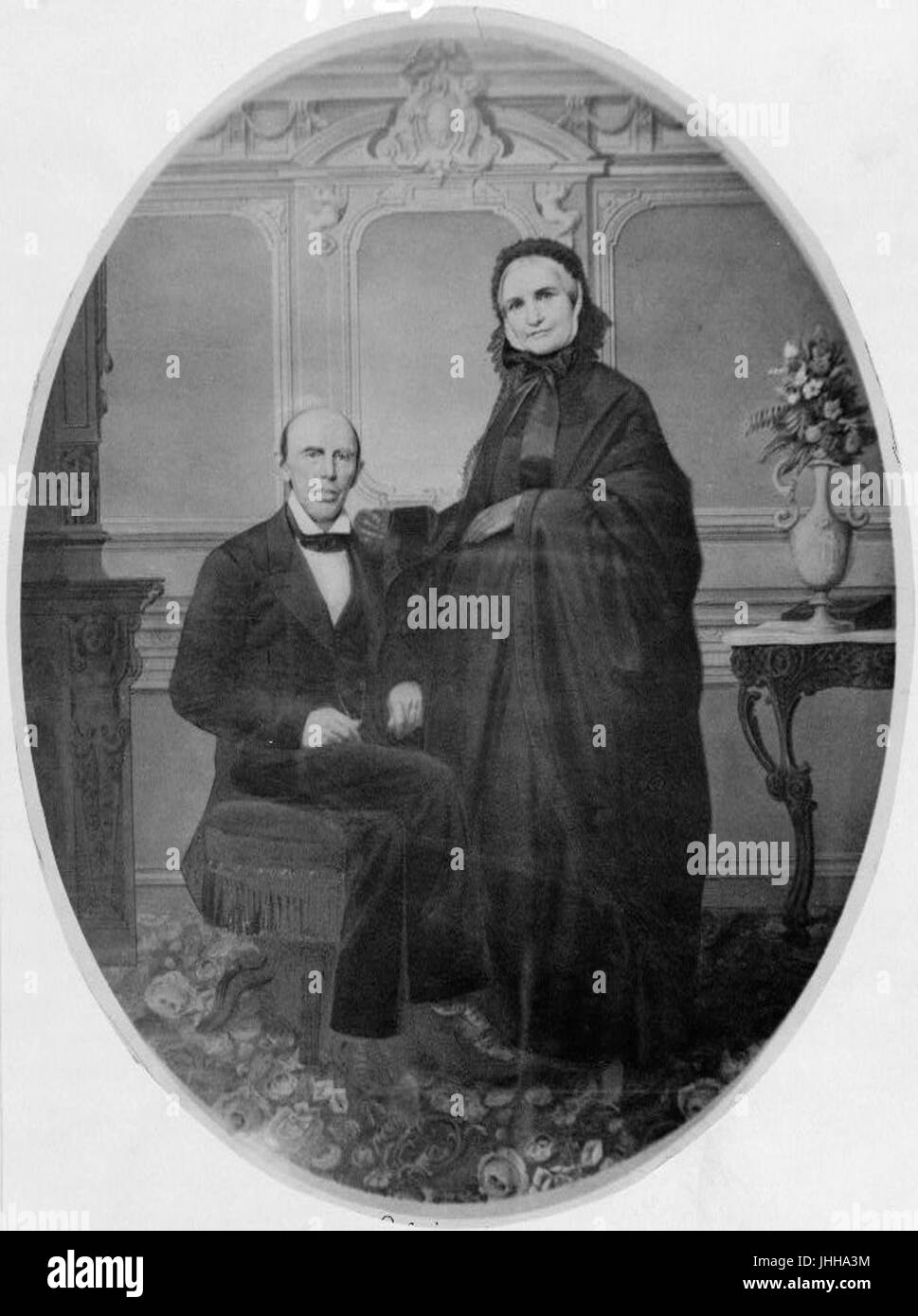 Francis Preston Blair seduto e sua moglie in piedi accanto a piena lunghezza ritratto Foto Stock