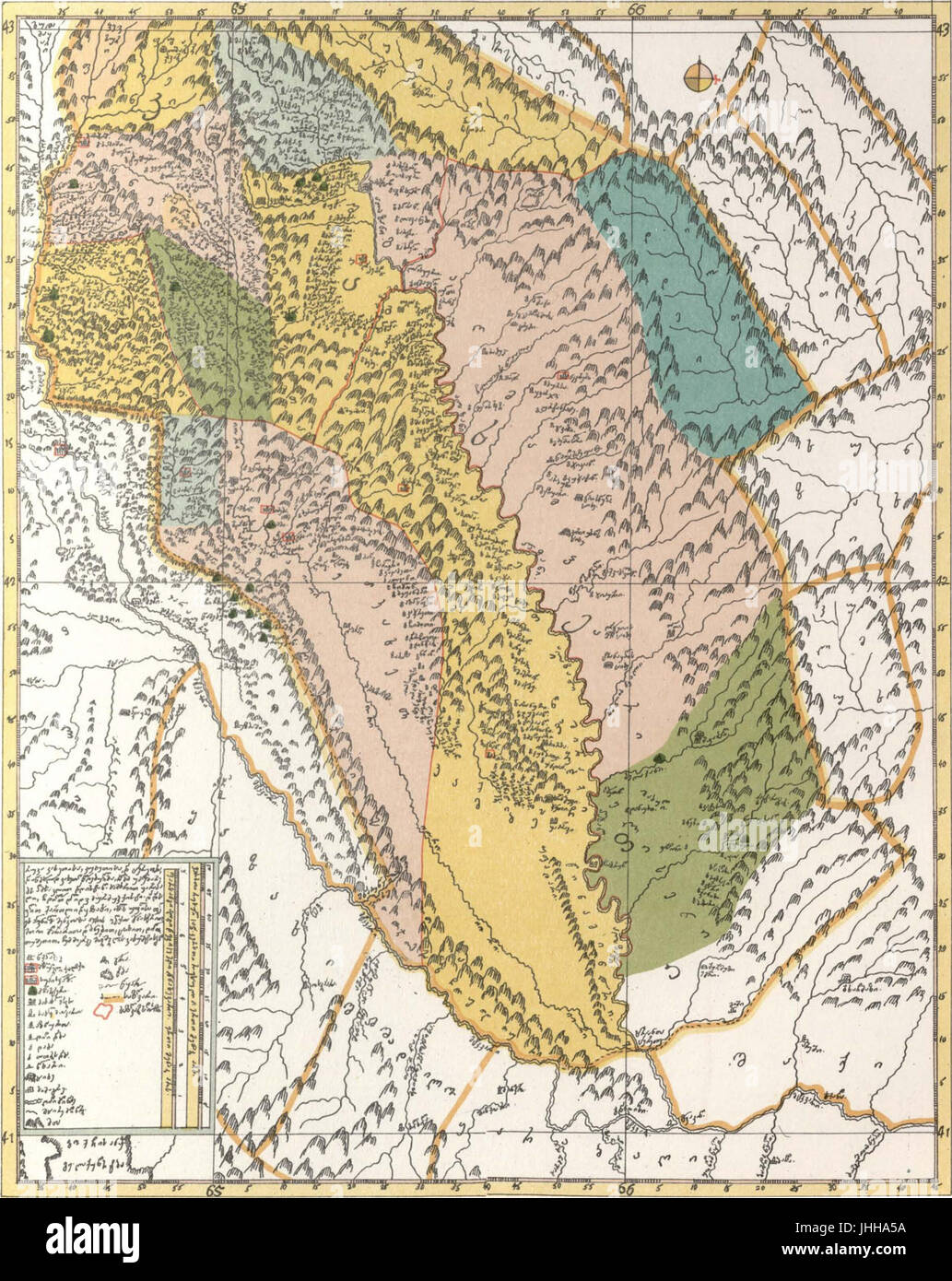 Mappa di Georgia dal principe Vakhushti Bagrationi.21 Foto Stock
