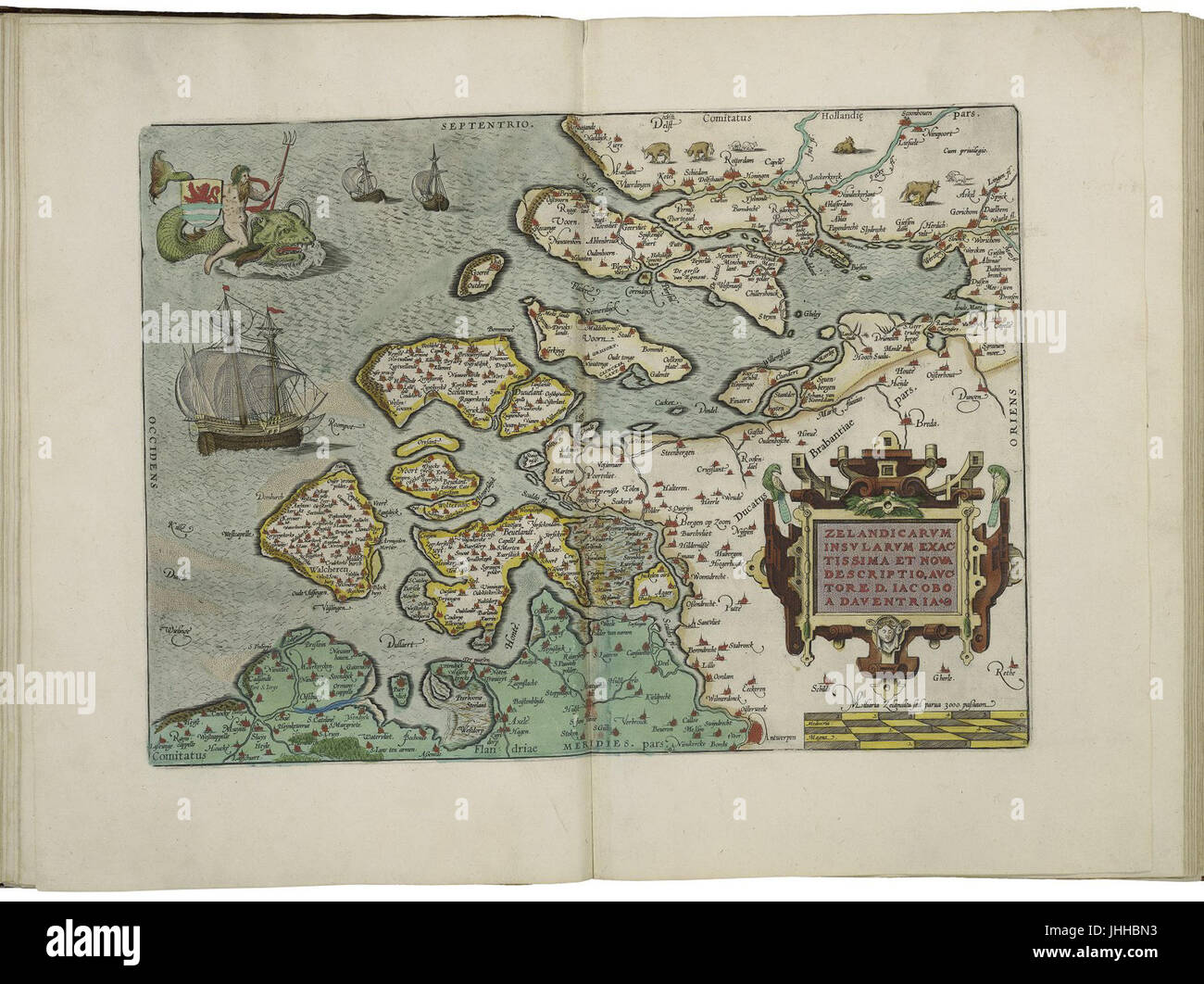 Mappa di Zeeland da Abraham Ortelius Foto Stock