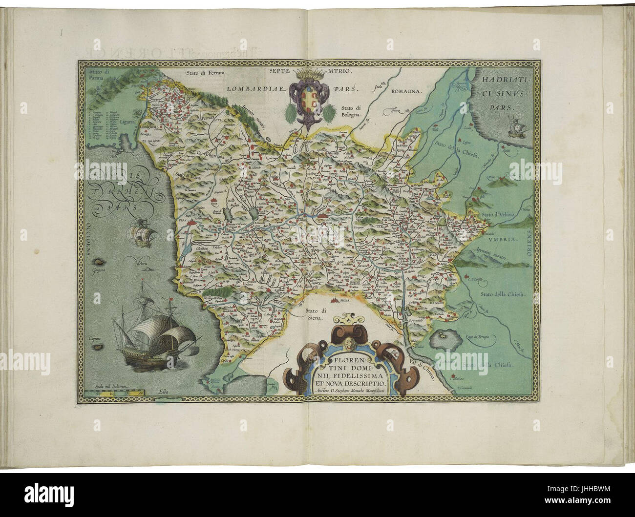 Mappa di Firenze da Abraham Ortelius Foto Stock