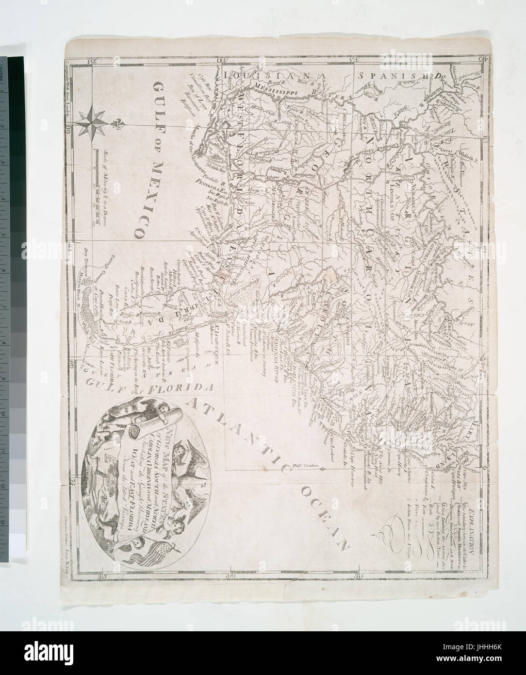 Nuova mappa degli stati del Sud Georgia e Carolina del nord Virginia e Maryland - comprese le province spagnole di occidente e oriente Florida dalle più recenti indagini (NYPL b15384245-434467) Foto Stock