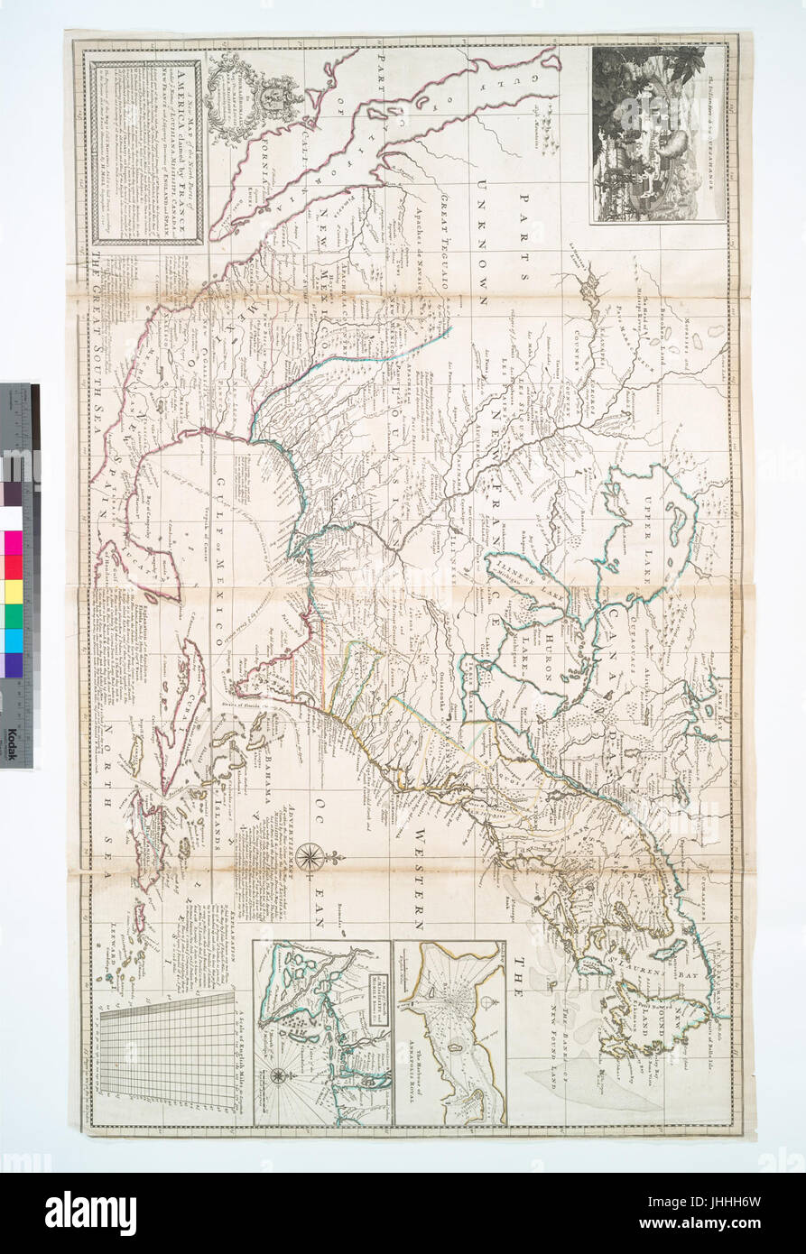 Una nuova mappa del nord parti dell America rivendicato dalla Francia sotto i nomi di voi della Louisiana, Mississipi, del Canada e della Nuova Francia, con voi adjoyning territori di Inghilterra e Spagna .. (NYPL b15186047-489845) Foto Stock