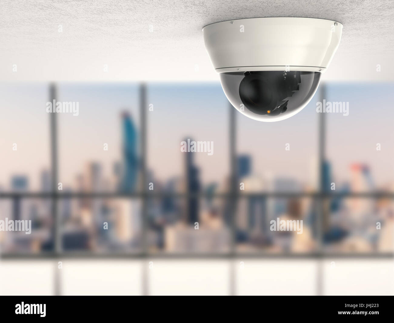 3D rendering security fotocamera o telecamera TVCC con sfondo di office Foto Stock