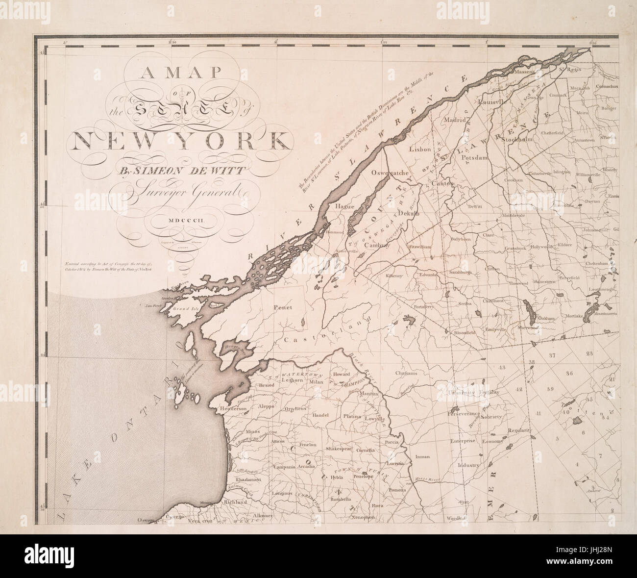Mappa dello stato di New York (NYPL b14919980-2020733) Foto Stock