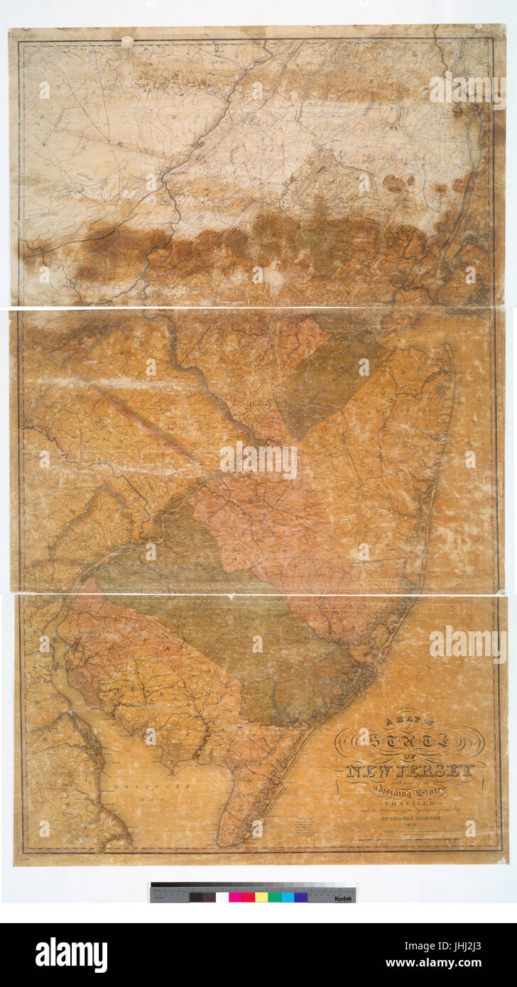 Una mappa dello stato del New Jersey - con parte degli Stati limitrofi (NYPL b14934000-433926) Foto Stock