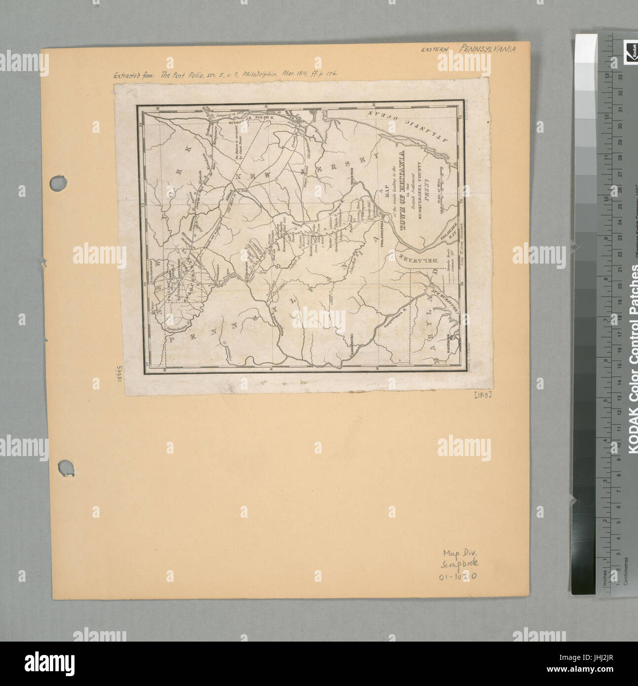 Una mappa delle strade che conducono alla città di Britania nell'insediamento britannico, Susquehanna County, penna (NYPL b15265756-434990) Foto Stock