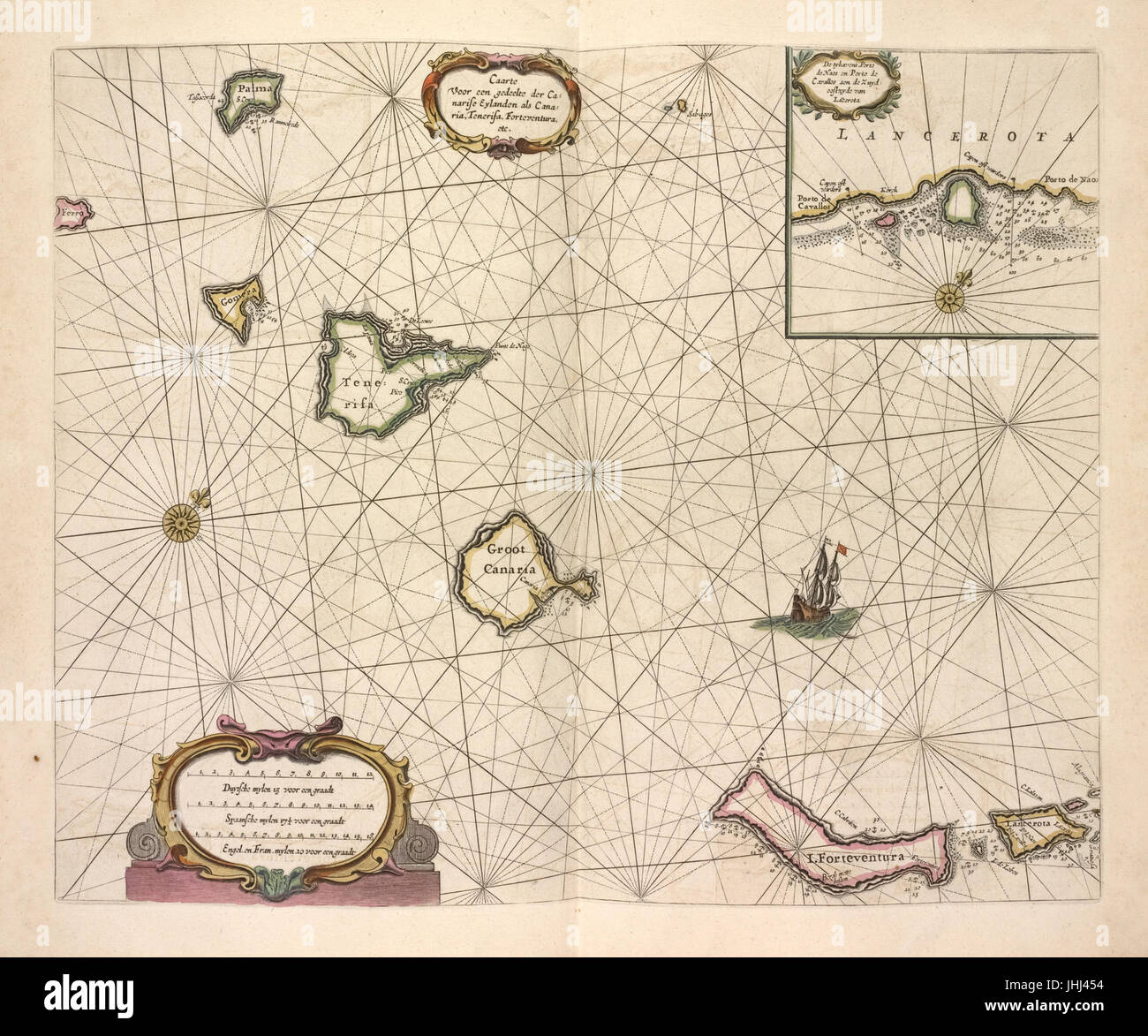 Caarte voor een gedeelte der Canarise Eylanden als Canaria, Tenerifa, Forteventura, etc (NYPL b13908778-1619041) Foto Stock