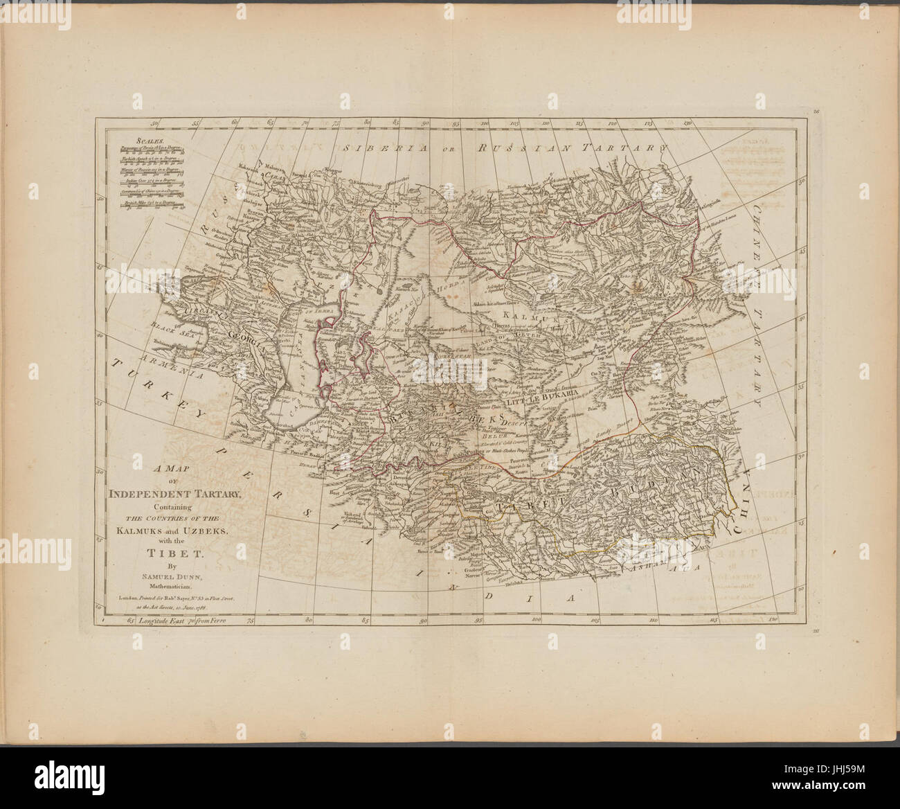 Una mappa di Tartary indipendente, contenente i paesi dell'Kalmuks e Uzbecks, con il Tibet (NYPL b13919861-5207420) Foto Stock