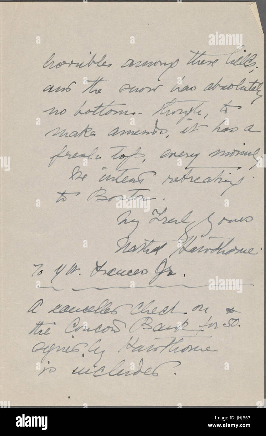 Francesco, J. W., Jr., lettera a. Dal 1 dicembre 1850. Copia in mano sconosciuta. (Precedentemente indicati come Y. W. Frances, Jr., e T. W. Francesco, Jr.) (NYPL b15823745-5046963) Foto Stock